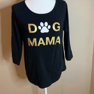 Dog Mama Shirt-Black with Gold Writing-Great Condition